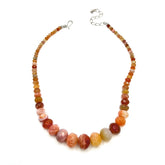 Jay King Red Chalcedony Graduated Beaded Sterling Silver Necklace 18"